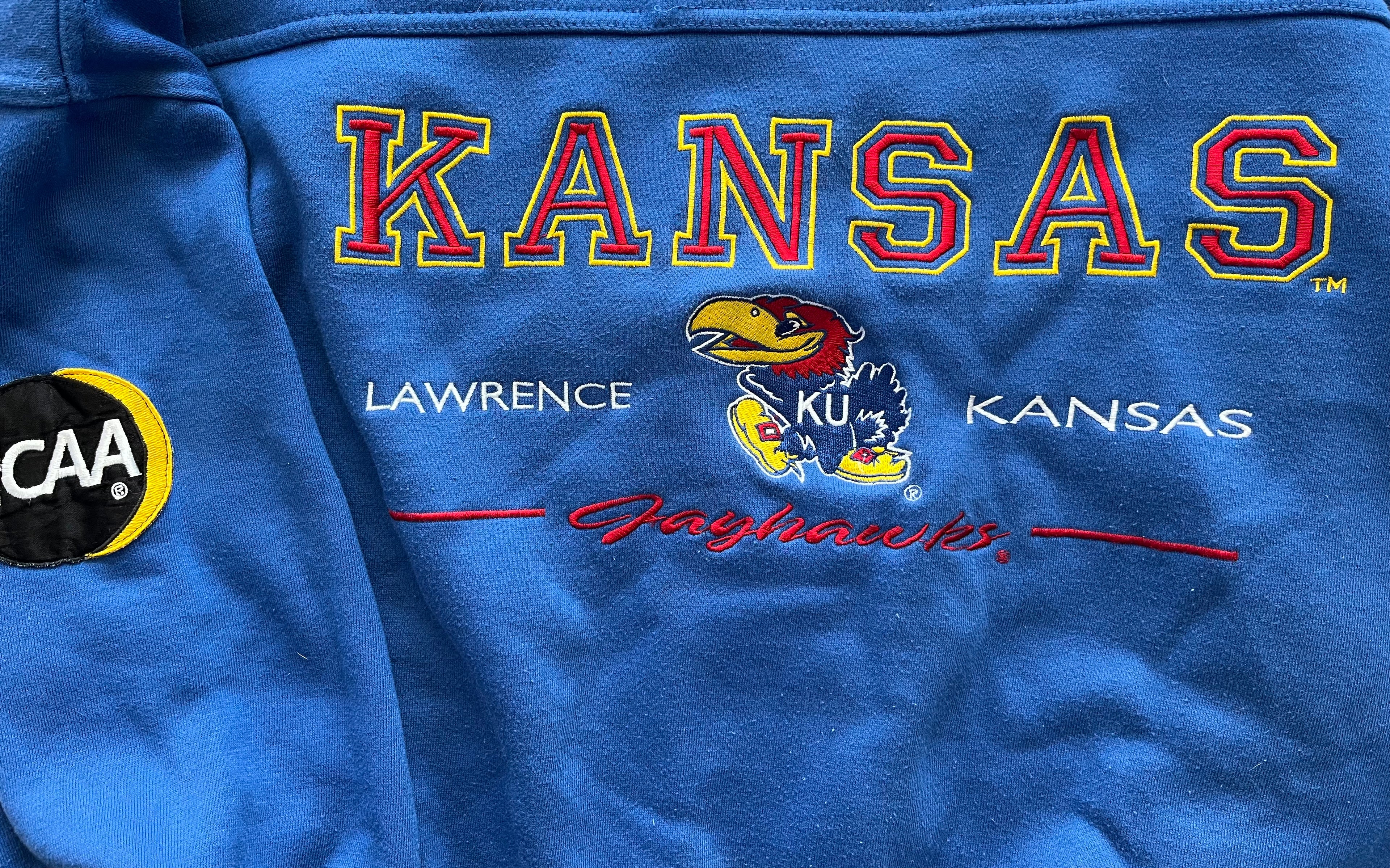 WESTSIDE STOREY VINTAGE | VINTAGE 90S LEE JAYHAWKS KU SWEATSHIRT- BLUE - Westside Storey