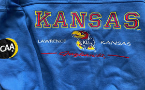 WESTSIDE STOREY VINTAGE | VINTAGE 90S LEE JAYHAWKS KU SWEATSHIRT- BLUE - Westside Storey