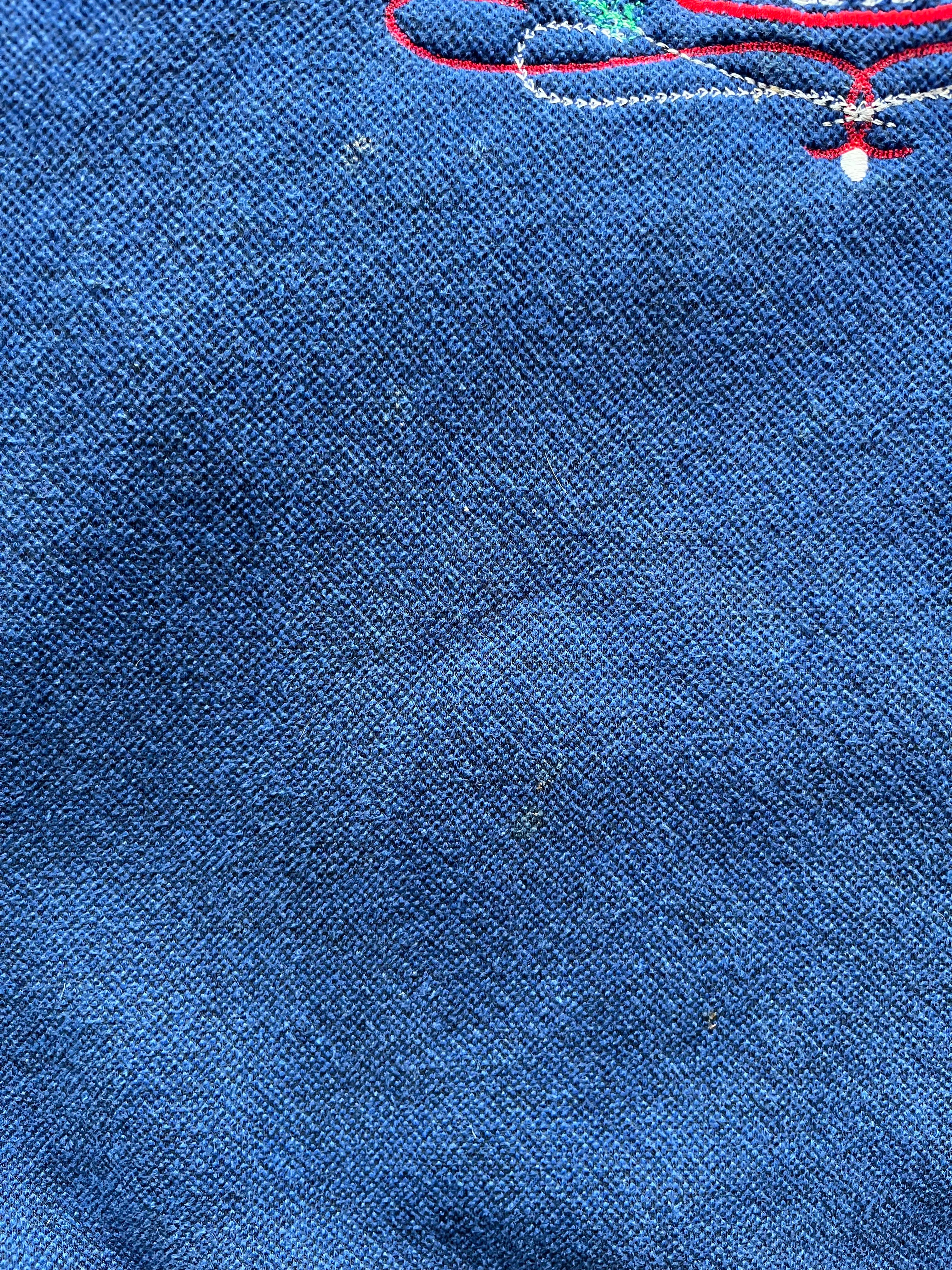 WESTSIDE STOREY VINTAGE | VINTAGE 90S KANSAS JAYHAWKS SPECKLE EMBROIDERED KU SWEATSHIRT- BLUE - Westside Storey