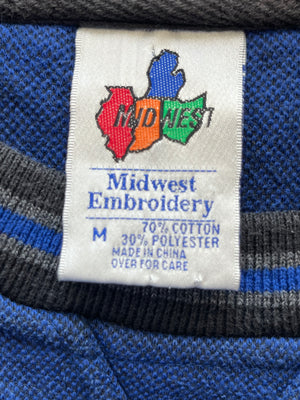 WESTSIDE STOREY VINTAGE | VINTAGE 90S KANSAS JAYHAWKS SPECKLE EMBROIDERED KU SWEATSHIRT- BLUE - Westside Storey