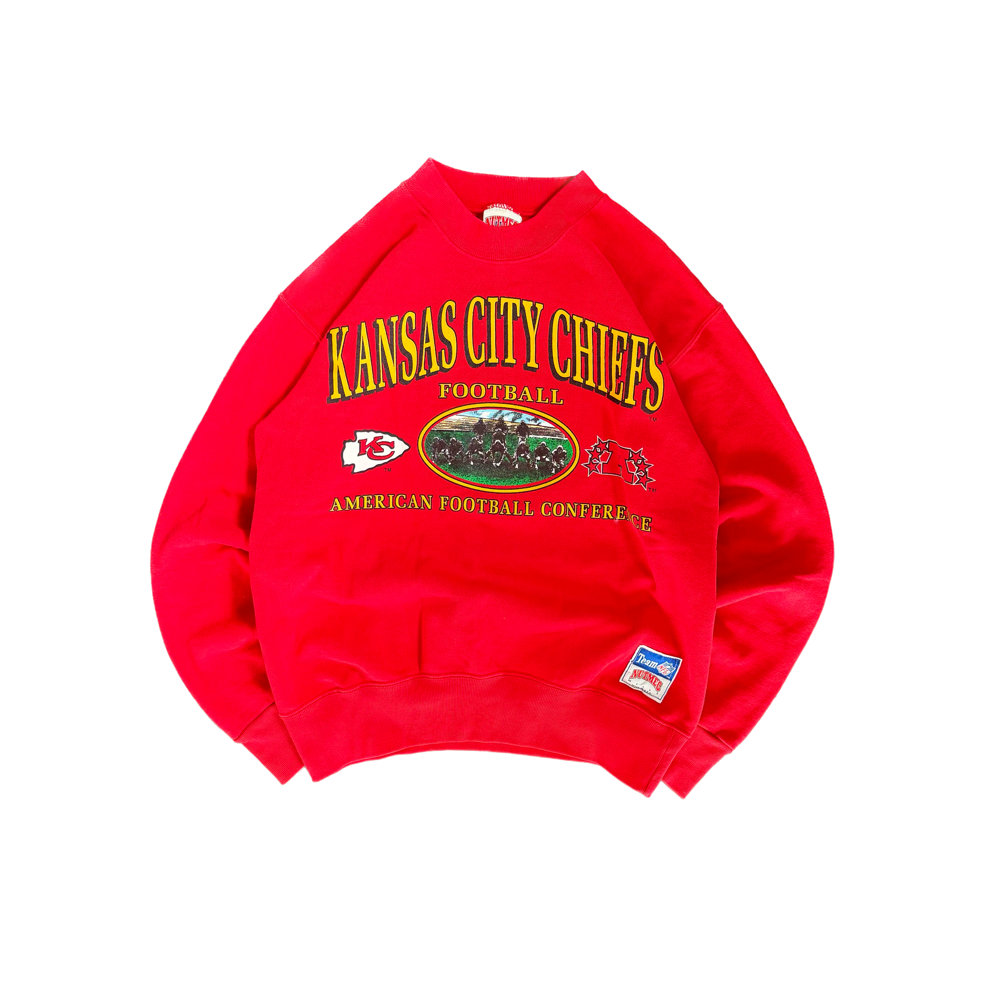 WESTSIDE STOREY VINTAGE | VINTAGE 90'S KC CHIEFS NUTMEG SWEATSHIRT - RED - Westside Storey