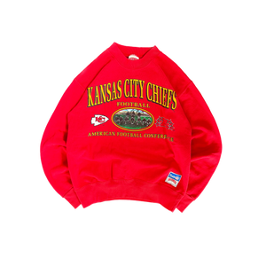 WESTSIDE STOREY VINTAGE | VINTAGE 90'S KC CHIEFS NUTMEG SWEATSHIRT - RED - Westside Storey