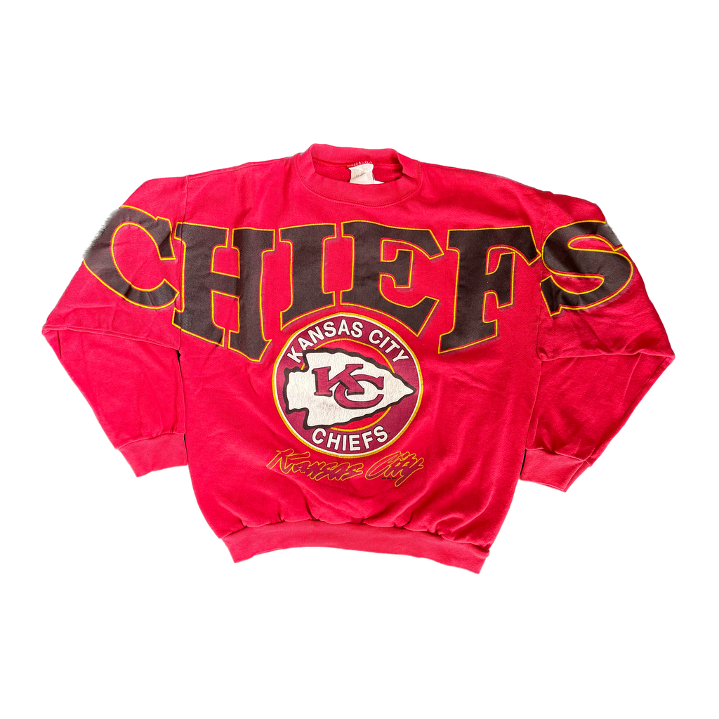 WESTSIDE STOREY VINTAGE | VINTAGE 90'S KC CHIEFS SPELLOUT SWEATSHIRT - RED - Westside Storey