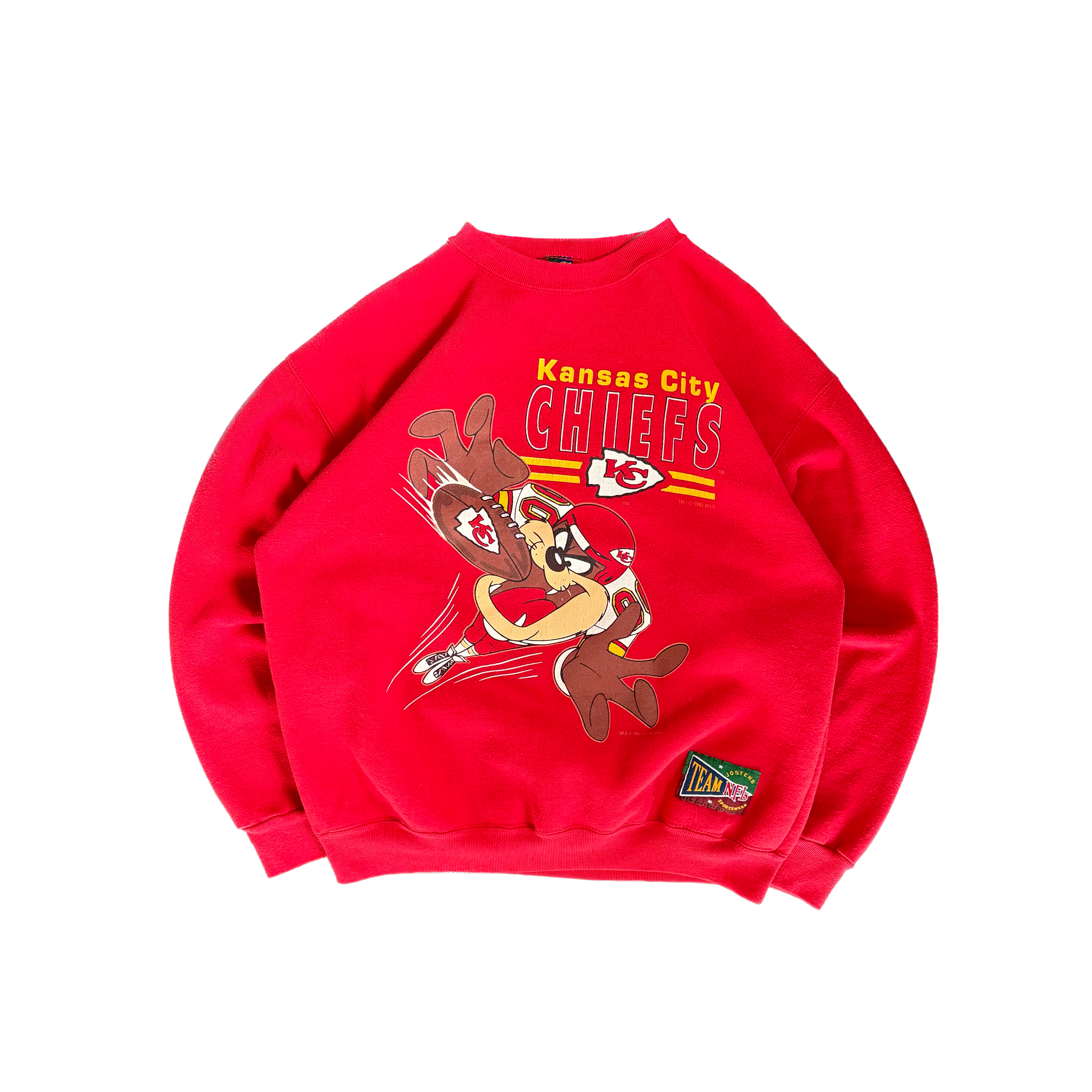 WESTSIDE STOREY VINTAGE | VINTAGE 90'S KC CHIEFS TAZ HEAVY SWEATSHIRT - RED - Westside Storey