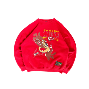 WESTSIDE STOREY VINTAGE | VINTAGE 90'S KC CHIEFS TAZ HEAVY SWEATSHIRT - RED - Westside Storey