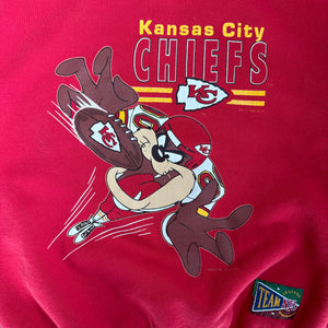 WESTSIDE STOREY VINTAGE | VINTAGE 90'S KC CHIEFS TAZ HEAVY SWEATSHIRT - RED - Westside Storey