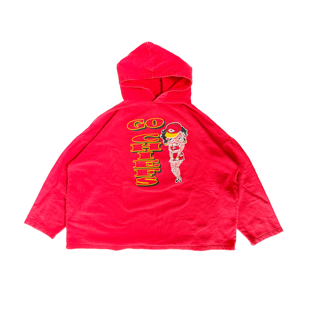 WESTSIDE STOREY VINTAGE | VINTAGE 90'S KC CHIEFS BETTY BOOP HOODIE *CROP FIT - RED - Westside Storey