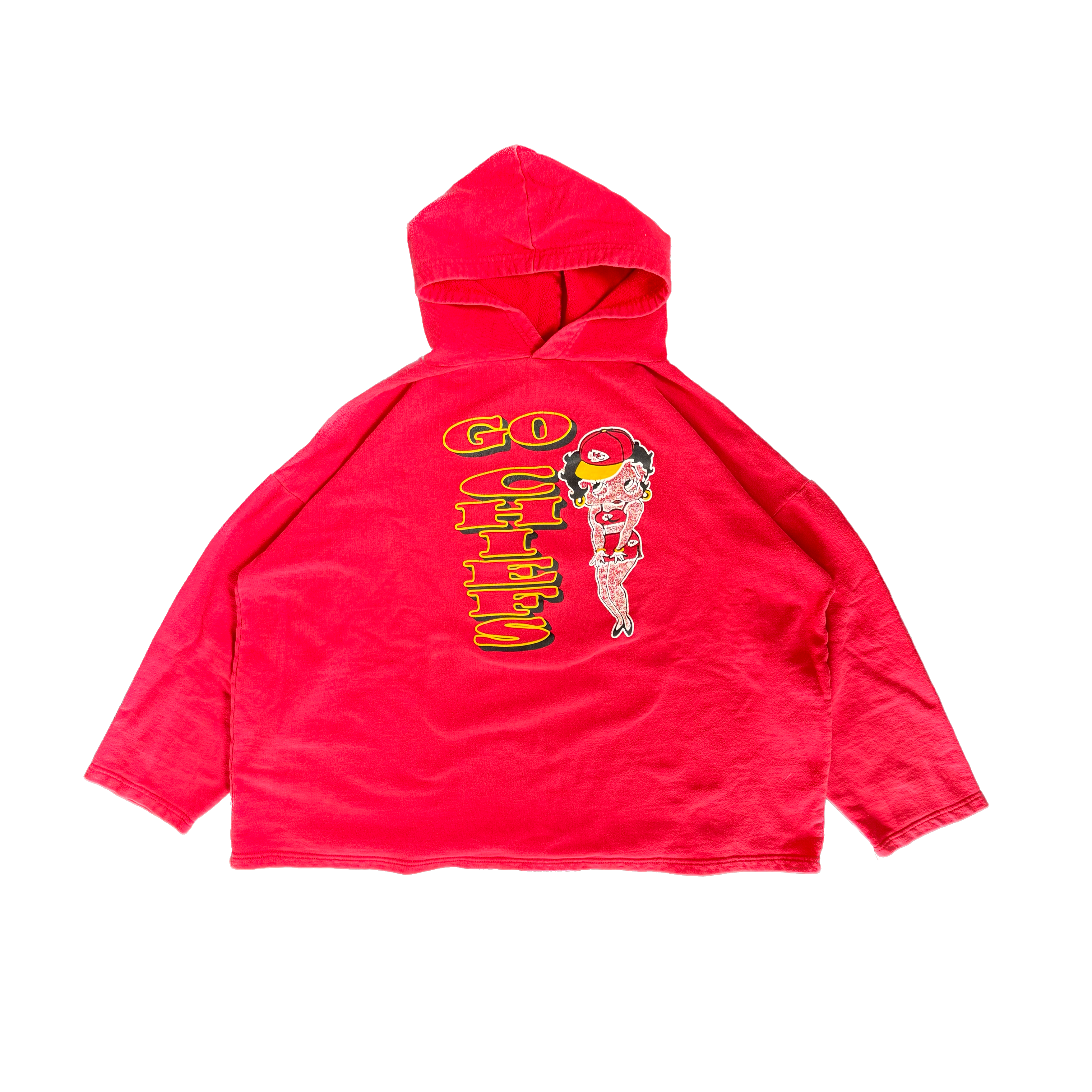 WESTSIDE STOREY VINTAGE | VINTAGE 90'S KC CHIEFS BETTY BOOP HOODIE *CROP FIT - RED - Westside Storey
