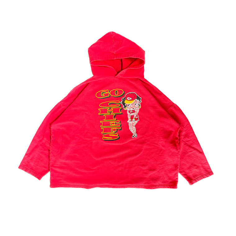 WESTSIDE STOREY VINTAGE | VINTAGE 90'S KC CHIEFS BETTY BOOP HOODIE *CROP FIT - RED