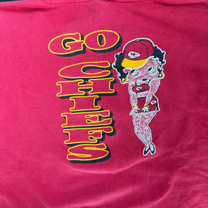 WESTSIDE STOREY VINTAGE | VINTAGE 90'S KC CHIEFS BETTY BOOP HOODIE *CROP FIT - RED - Westside Storey