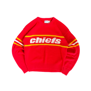 WESTSIDE STOREY VINTAGE | VINTAGE 90'S KC CHIEFS CLIFF ENGLE KNIT SWEATER - RED - Westside Storey