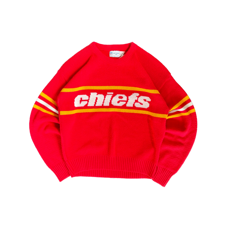 WESTSIDE STOREY VINTAGE | VINTAGE 90'S KC CHIEFS CLIFF ENGLE KNIT SWEATER - RED