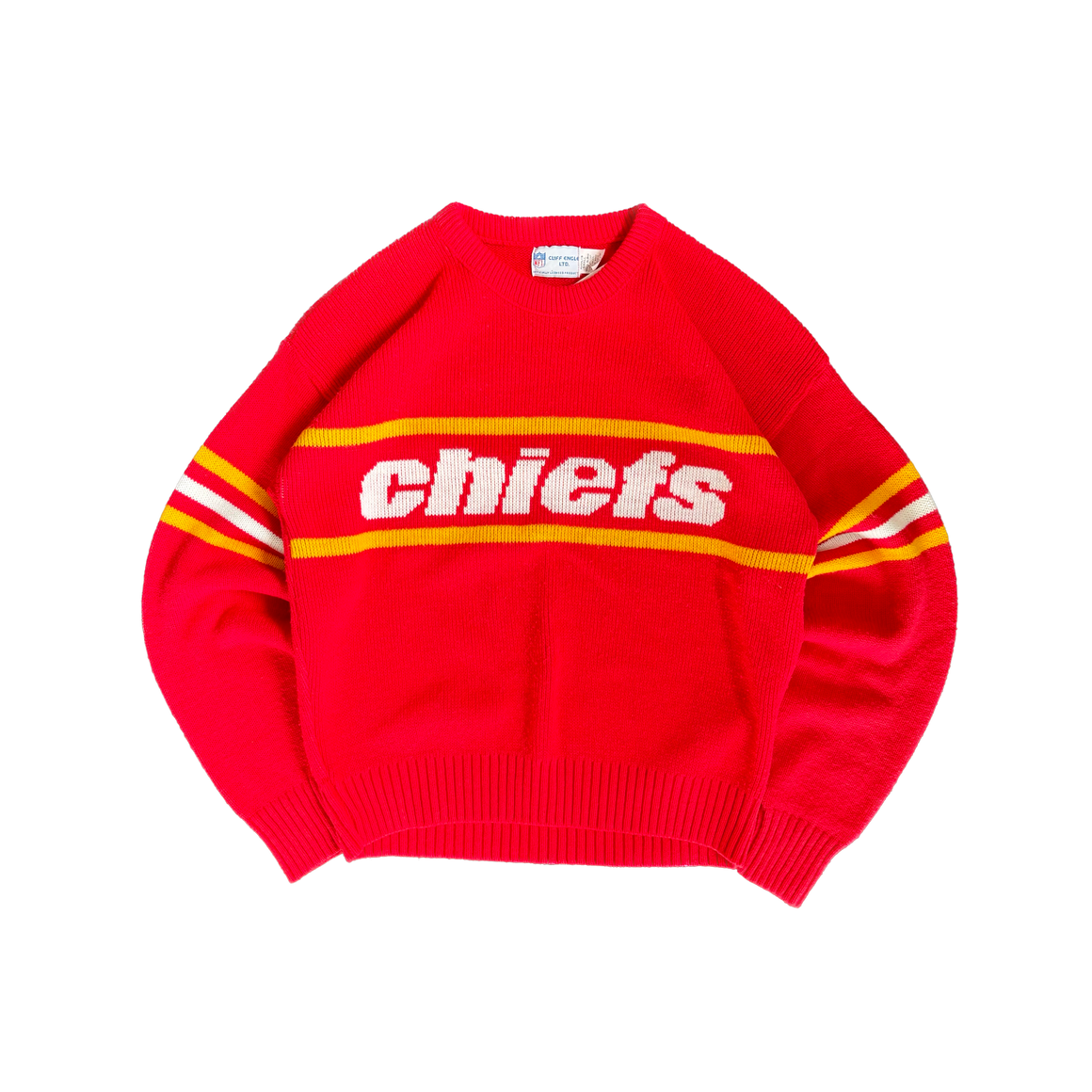 WESTSIDE STOREY VINTAGE | VINTAGE 90'S KC CHIEFS CLIFF ENGLE KNIT SWEATER - RED