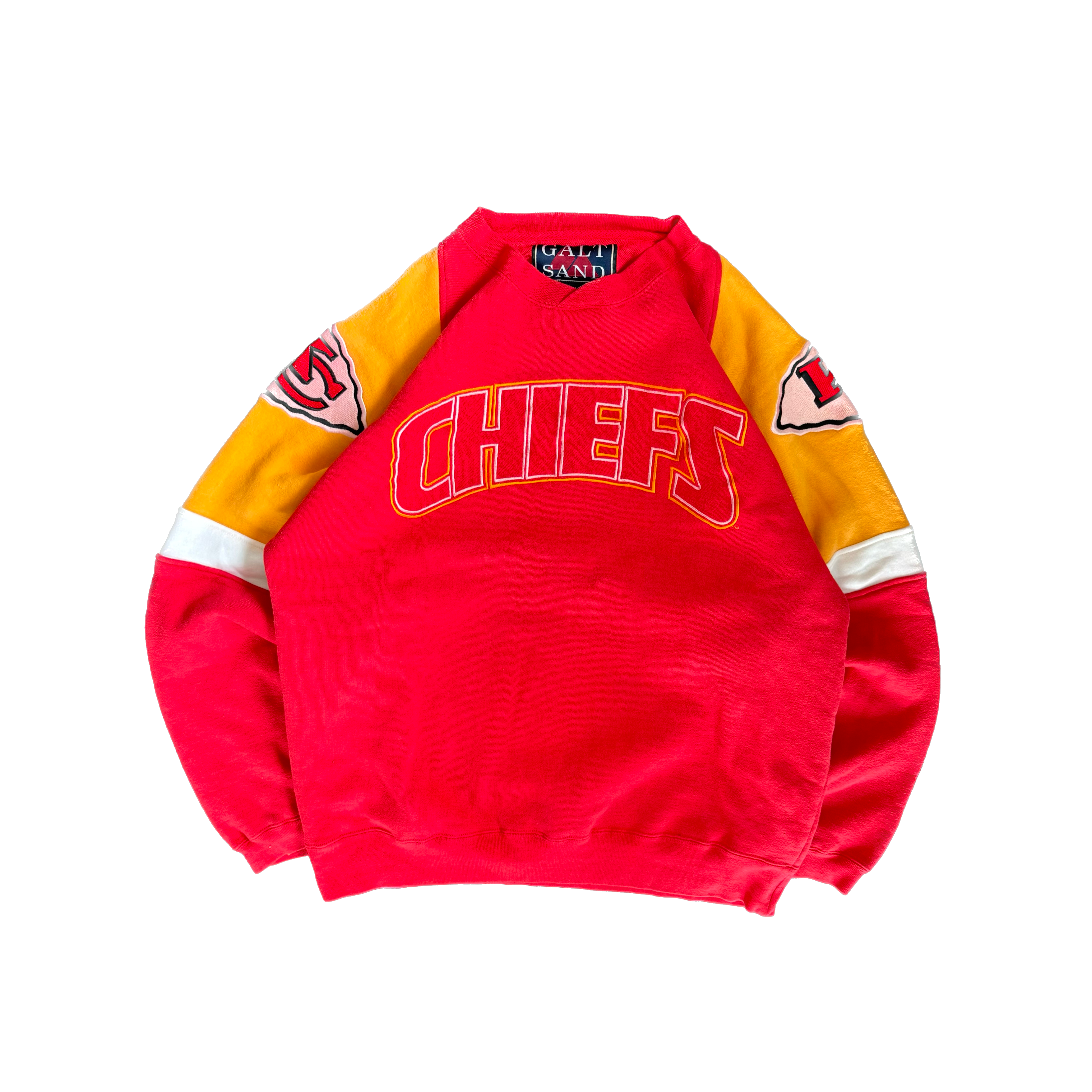 WESTSIDE STOREY VINTAGE | VINTAGE 90'S KC CHIEFS GALT SAND COLOR BLOCK SWEATSHIRT - RED - Westside Storey