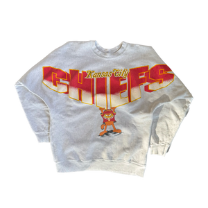 WESTSIDE STOREY VINTAGE | VINTAGE 90'S KC CHIEFS GARFIELD SPELLOUT SWEATSHIRT - GRAY - Westside Storey
