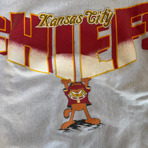 WESTSIDE STOREY VINTAGE | VINTAGE 90'S KC CHIEFS GARFIELD SPELLOUT SWEATSHIRT - GRAY - Westside Storey