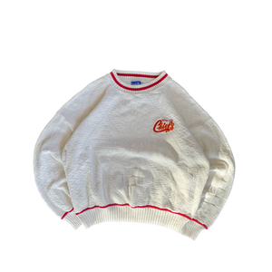 WESTSIDE STOREY VINTAGE | VINTAGE 90'S KC CHIEFS NUTMEG CABLE KNIT SWEATER - WHITE - Westside Storey