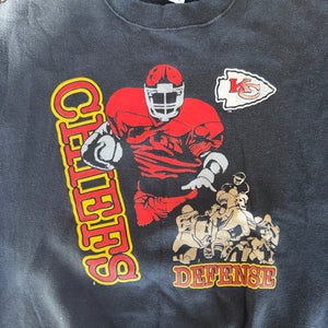 WESTSIDE STOREY VINTAGE | VINTAGE 90'S KC CHIEFS TRENCH BLACK SWEATSHIRT - BLACK - Westside Storey