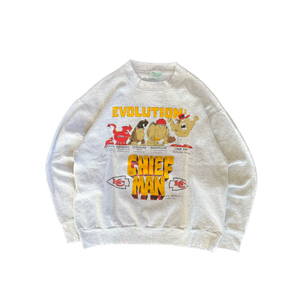 WESTSIDE STOREY VINTAGE | VINTAGE 90'S KC CHIEFS CHIEF MAN EVOLUTION SWEATSHIRT - GRAY - Westside Storey