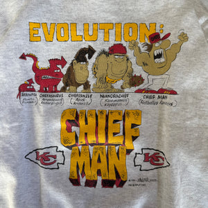 WESTSIDE STOREY VINTAGE | VINTAGE 90'S KC CHIEFS CHIEF MAN EVOLUTION SWEATSHIRT - GRAY - Westside Storey