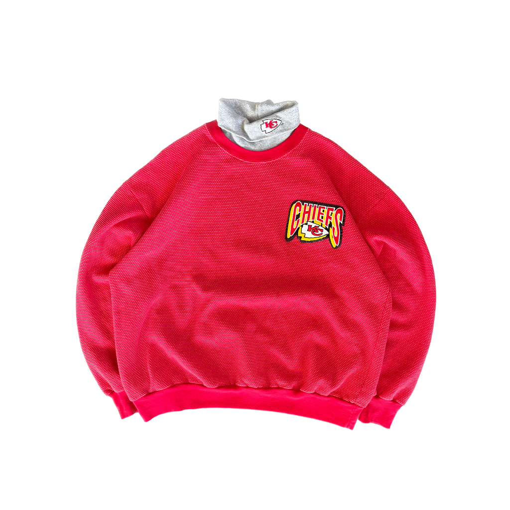 WESTSIDE STOREY VINTAGE | VINTAGE 90'S KC CHIEFS MAJESTIC TURTLE NECK SWEATSHIRT - RED - Westside Storey