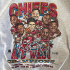 WESTSIDE STOREY VINTAGE | VINTAGE 90'S KC CHIEFS AFC WEST CHAMPS CARICATURE SWEATSHIRT - GRAY - Westside Storey