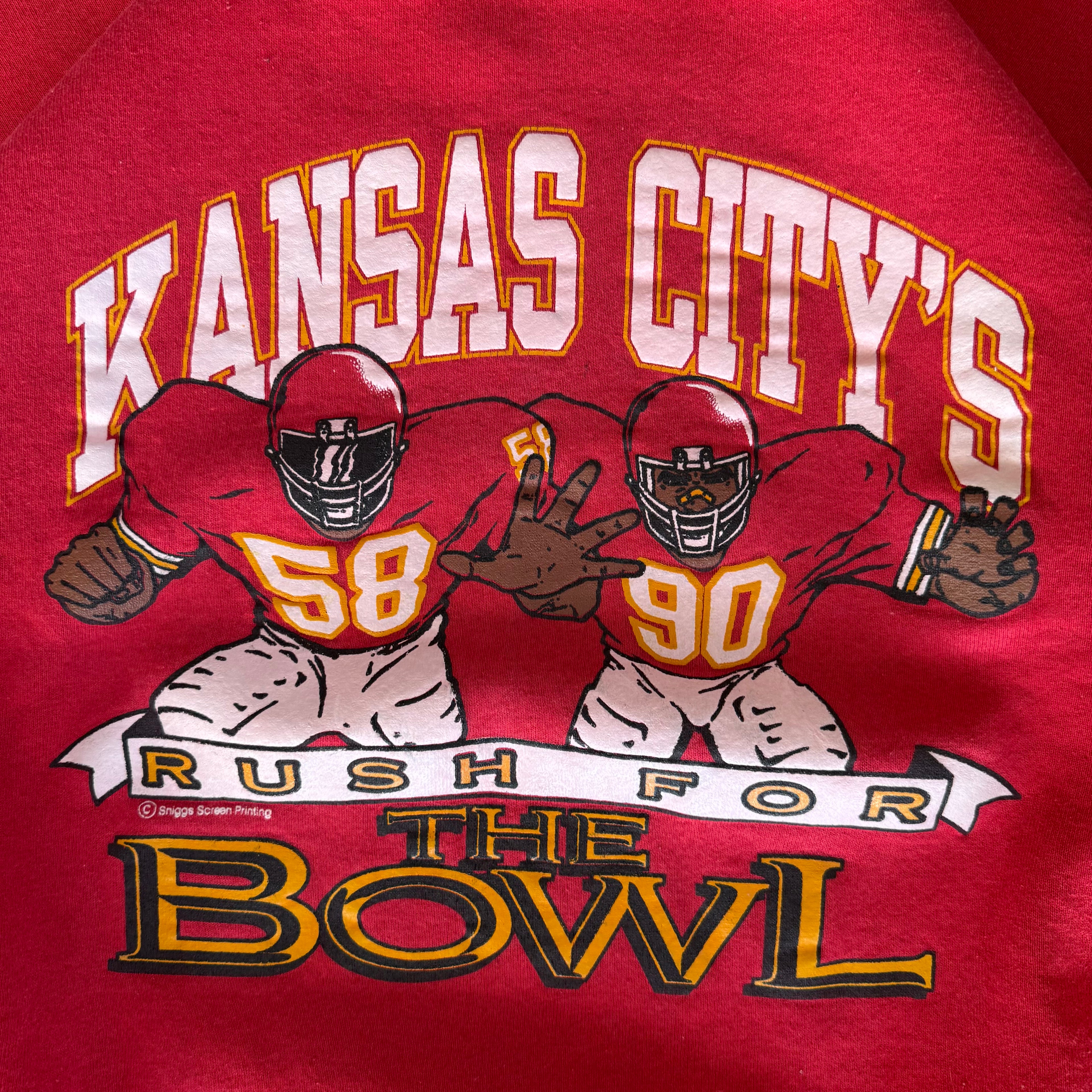 WESTSIDE STOREY VINTAGE | VINTAGE 90'S KC CHIEFS RUSH HOUR DERRICK THOMAS/NEIL SMITH SWEATSHIRT - RED - Westside Storey
