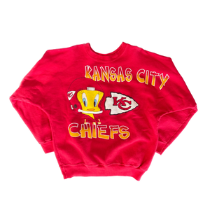 WESTSIDE STOREY VINTAGE | VINTAGE 90'S KC CHIEFS OVERSIZED TWEETYBIRD SPELLOUT SWEATSHIRT - RED - Westside Storey