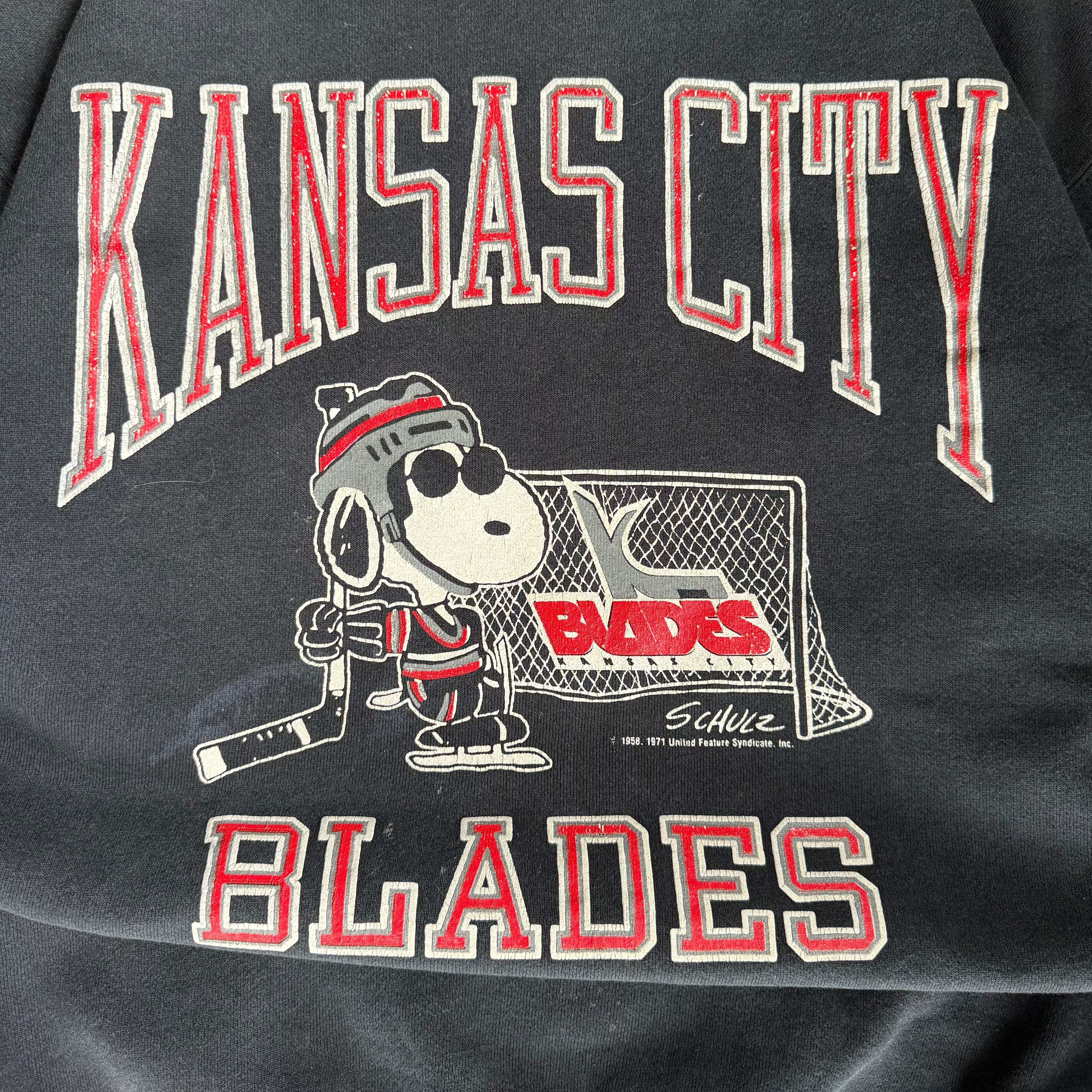 WESTSIDE STOREY VINTAGE | VINTAGE 80'S KC BLADES SNOOPY SWEATSHIRT - BLACK - Westside Storey