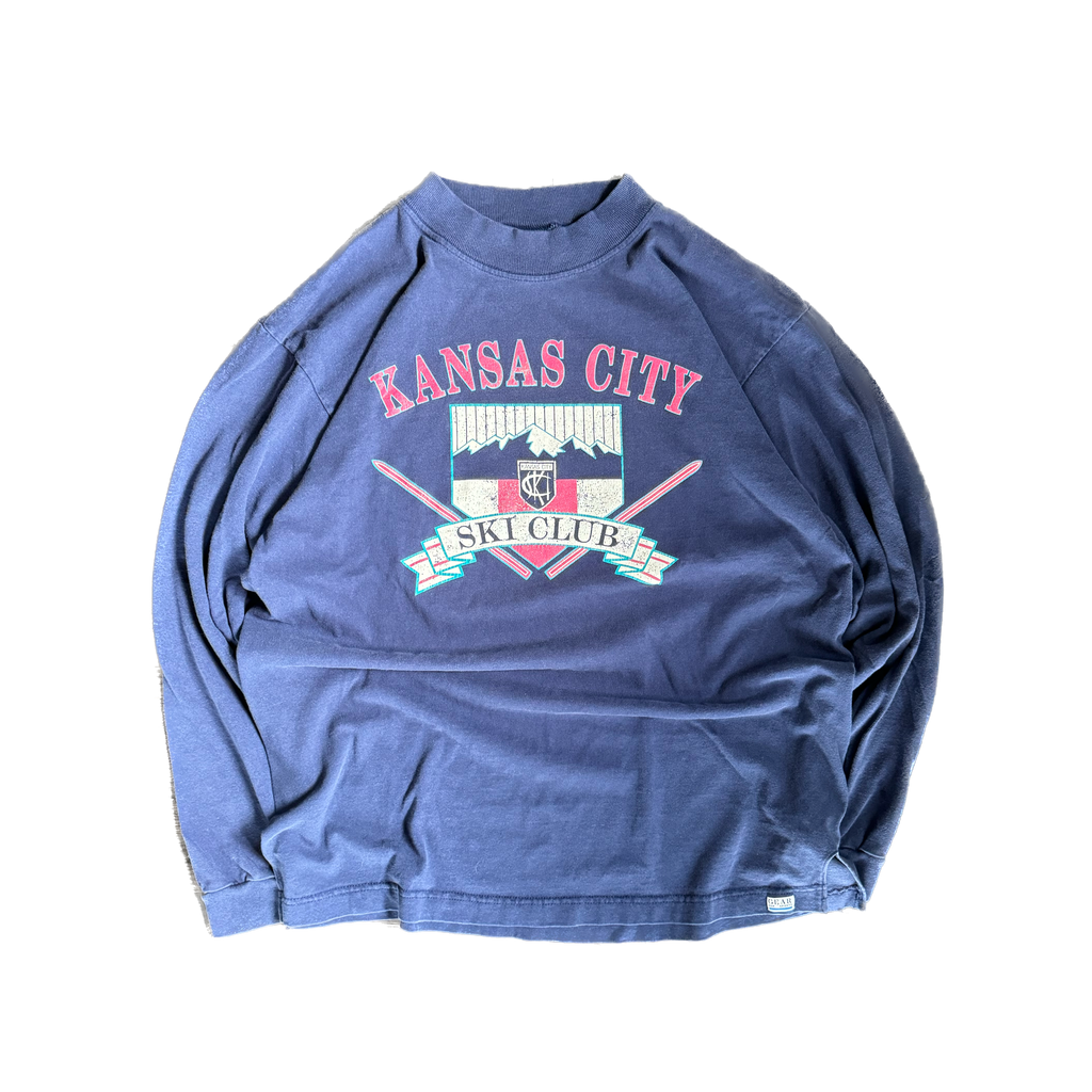 WESTSIDE STOREY VINTAGE | VINTAGE 90'S SKI KC CLUB LONG SLEEVE T-SHIRT - BLUE - Westside Storey
