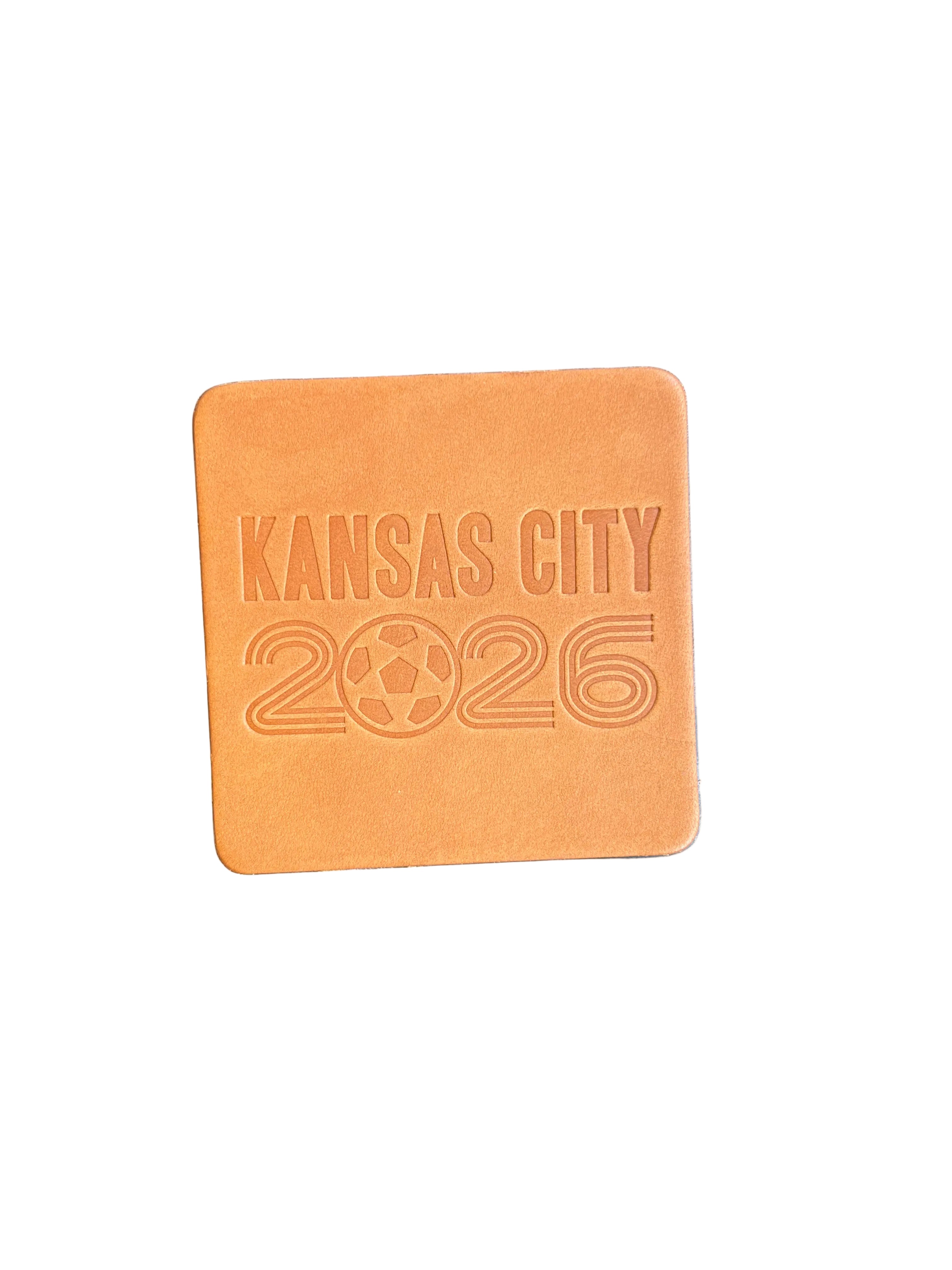 SANDLOT | KC26 SOCCER LEATHER SQUARE COASTER - TAN Sandlot