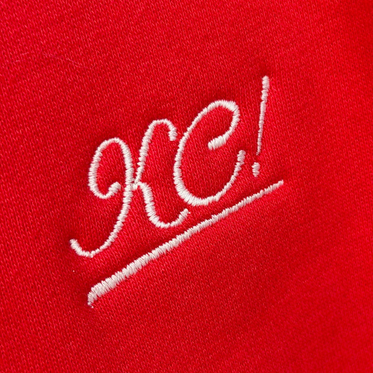 CARLY RAE STUDIOS | KC! EMBROIDERED VARSITY CROP SWEATSHIRT - Red/Cream Westside Storey