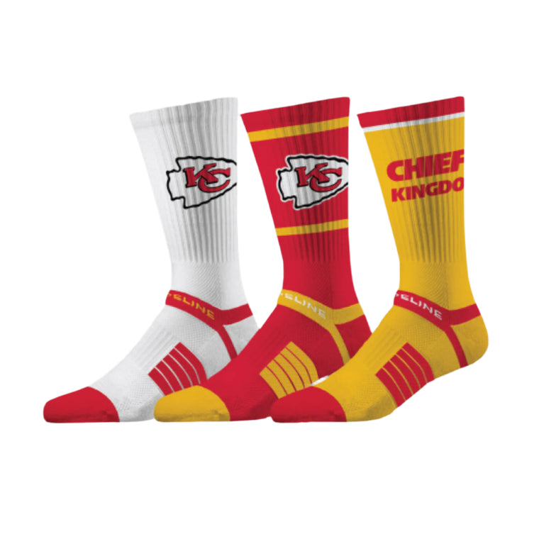 STRIDELINE | NFL 3-PACK CREW SOCK - CHIEFS