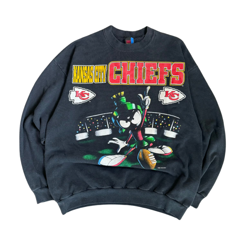 WESTSIDE STOREY VINTAGE | VINTAGE 1994 MARVIN MARTIAN KC CHIEFS SWEATSHIRT- BLACK - Westside Storey