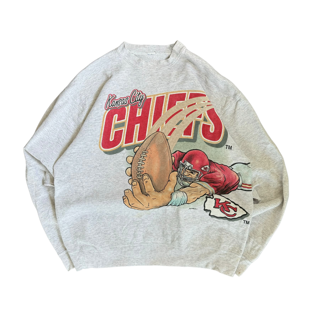 WESTSIDE STOREY VINTAGE | VINTAGE 1994 KC CHIEFS HEAVY FRONT AND BACK SWEATSHIRT - GRAY - Westside Storey