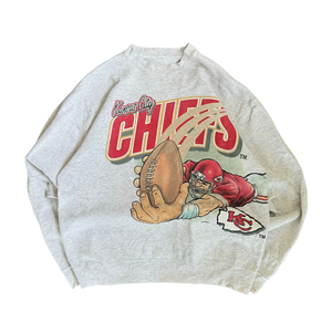 WESTSIDE STOREY VINTAGE | VINTAGE 1994 KC CHIEFS HEAVY FRONT AND BACK SWEATSHIRT - GRAY - Westside Storey