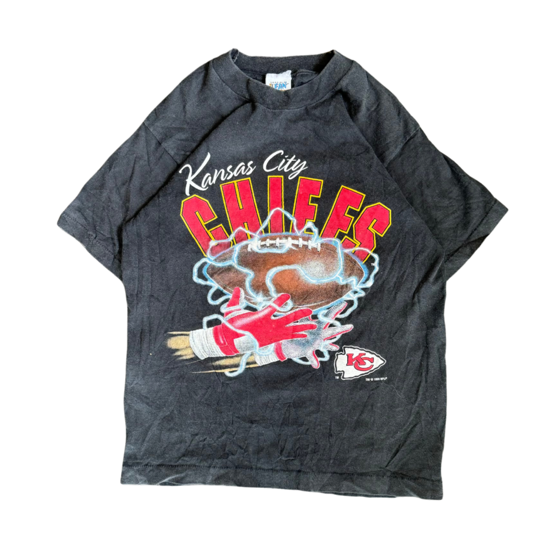 WESTSIDE STOREY VINTAGE | VINTAGE 90'KC CHIEFS LIGHTNING BOLTS T-SHIRT - BLACK - Westside Storey