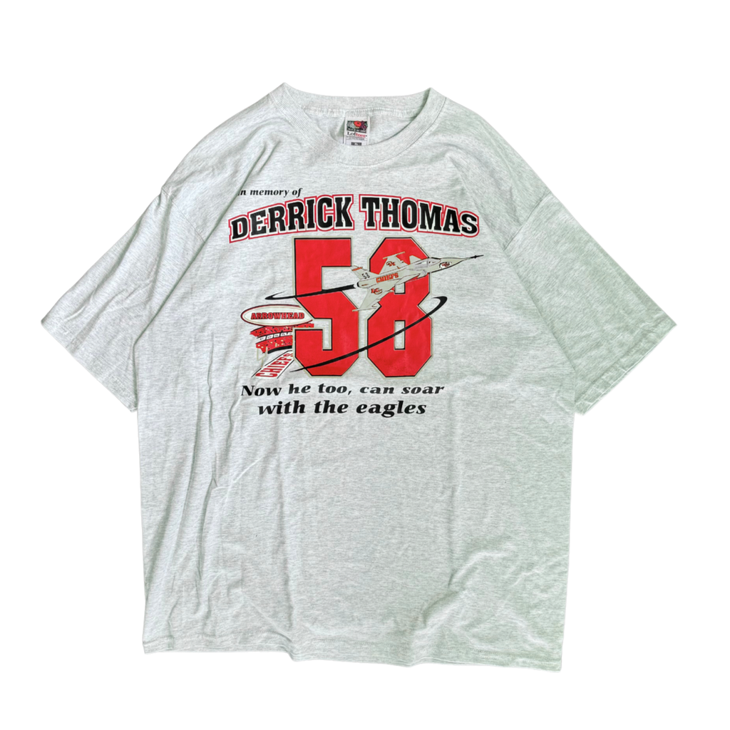 WESTSIDE STOREY VINTAGE | VINTAGE 90'S DERRICK THOMAS MEMORIAL CHIEFS T-SHIRT - GRAY - Westside Storey
