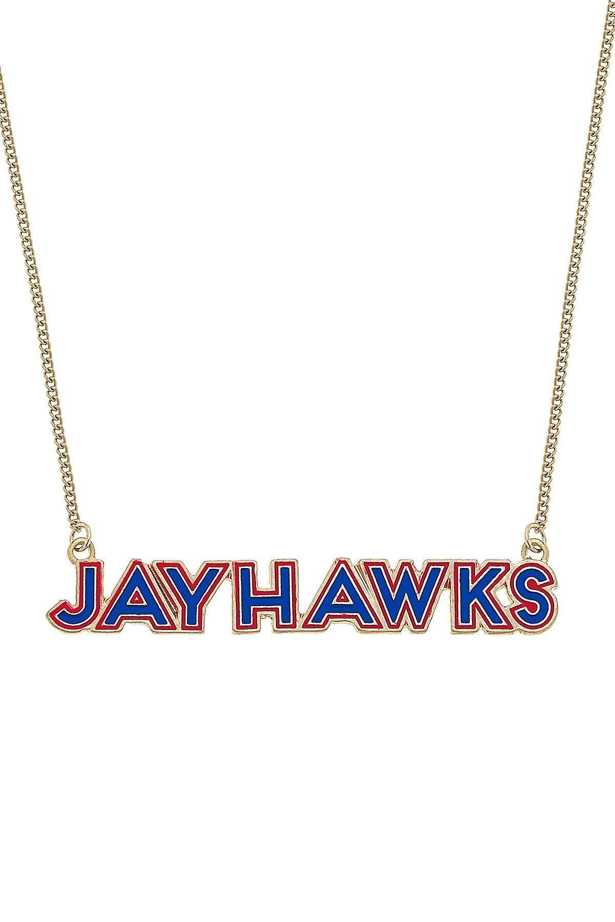 CANVAS STYLE | KANSAS JAYHAWKS OUTLINE ENAMEL NECKLACE -  BLUE/RED - Westside Storey