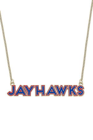 CANVAS STYLE | KANSAS JAYHAWKS OUTLINE ENAMEL NECKLACE -  BLUE/RED - Westside Storey