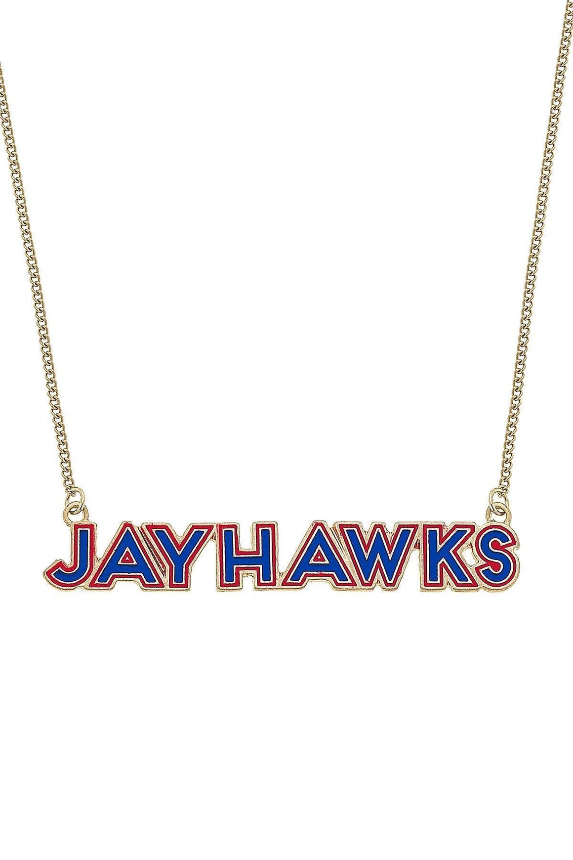 CANVAS STYLE | KANSAS JAYHAWKS OUTLINE ENAMEL NECKLACE -  BLUE/RED