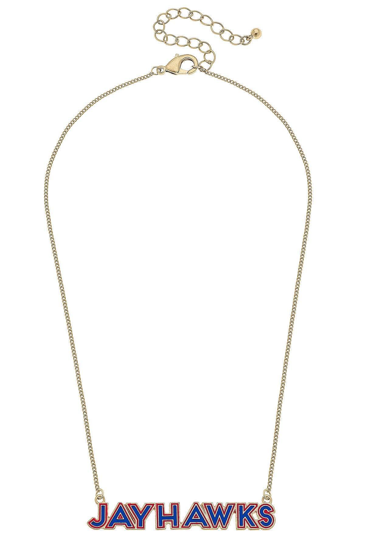CANVAS STYLE | KANSAS JAYHAWKS OUTLINE ENAMEL NECKLACE -  BLUE/RED - Westside Storey