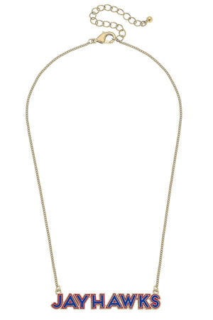 CANVAS STYLE | KANSAS JAYHAWKS OUTLINE ENAMEL NECKLACE -  BLUE/RED - Westside Storey