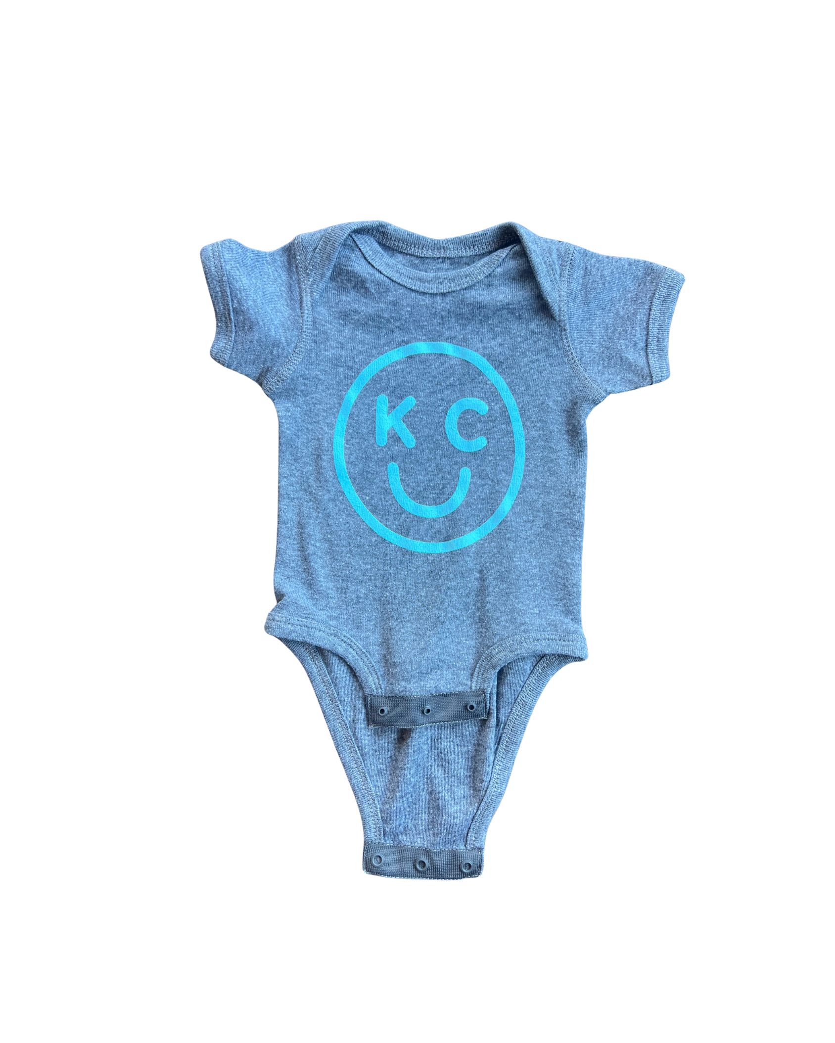 BELLBOY | KIDS KC SMILEY ONESIE - GREY/BLUE Bellboy Apparel