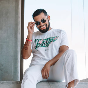 model wearing palm kc pennant tee