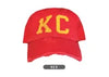 1KC | DISTRESSED BASEBALL HAT - RED/GOLD