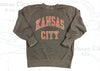 1KC | KANSAS CITY VINTAGE OUTLINE CREW FLEECE - CHARCOAL