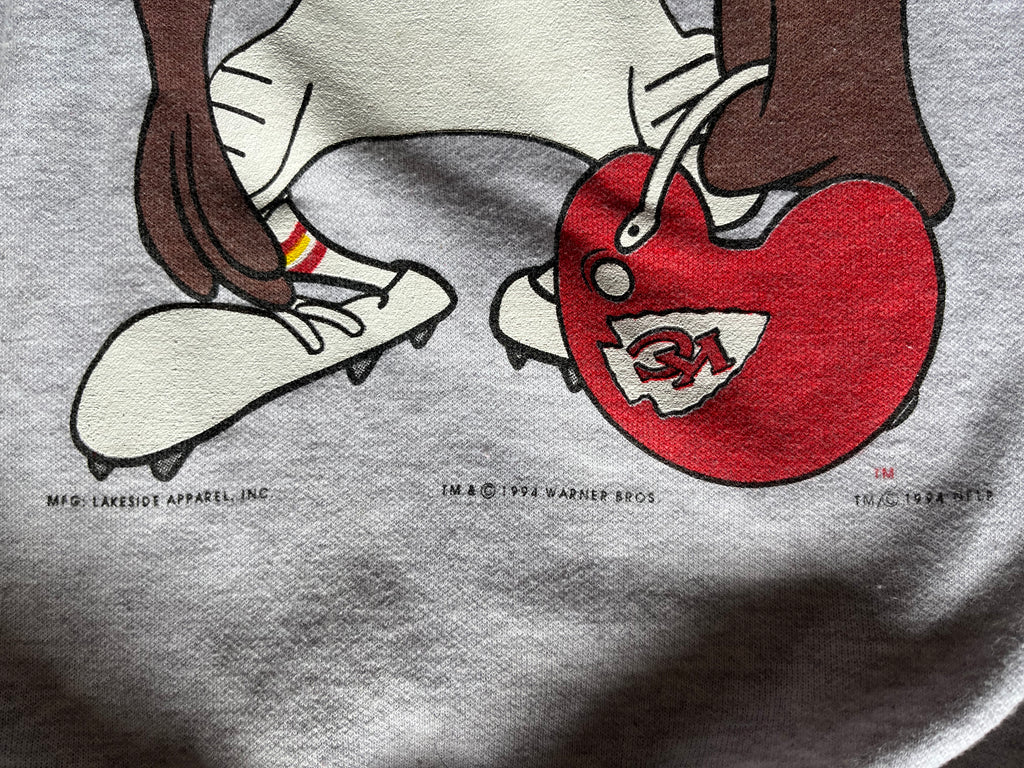 WESTSIDE STOREY VINTAGE | VINTAGE 90S TAZ STRIPE SLEEVE CHIEFS LIGHT SWEATSHIRT - Westside Storey