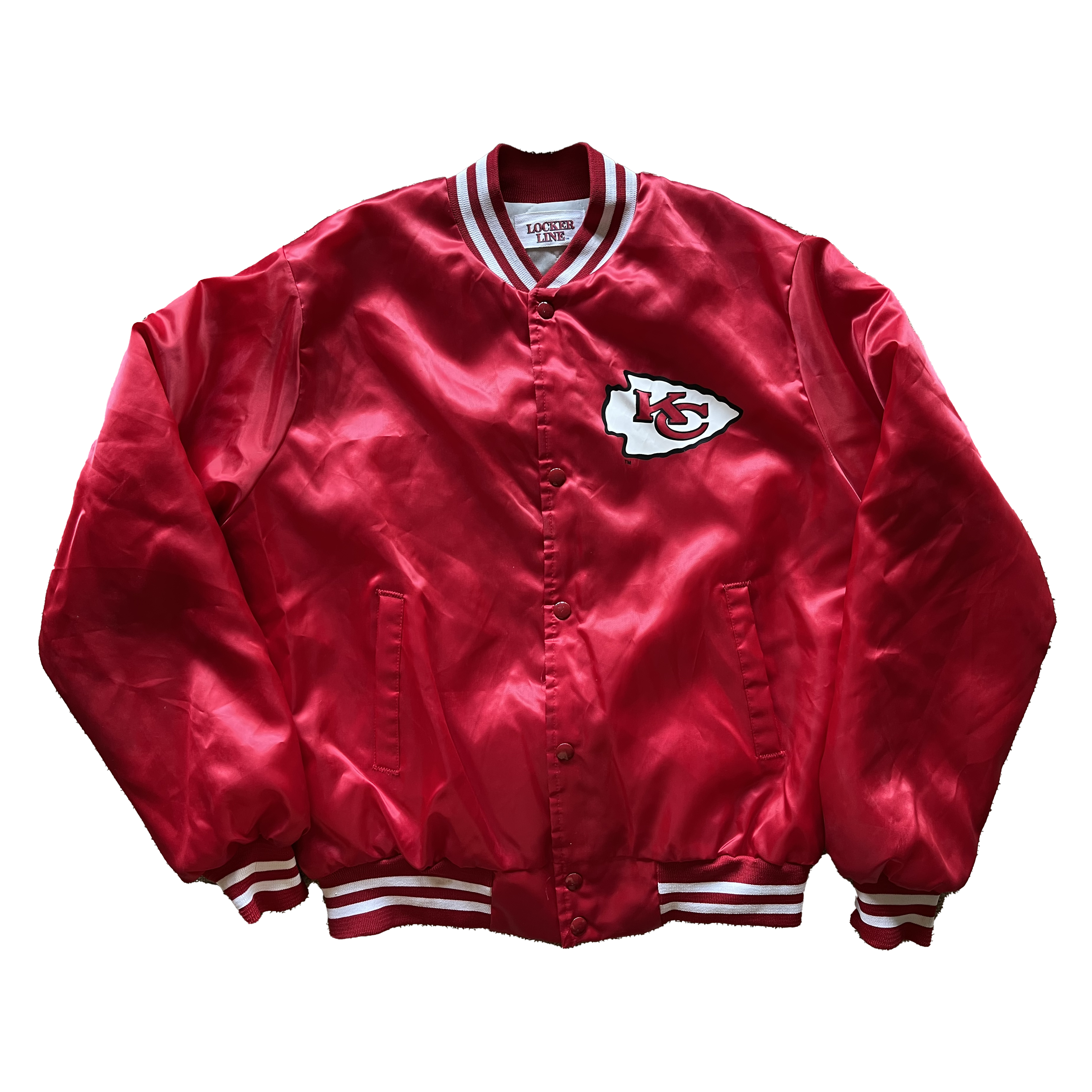 WESTSIDE STOREY VINTAGE | VINTAGE 90S LOCKER LINE FRONT BACK LOGO SATIN CHIEFS JACKET - Westside Storey