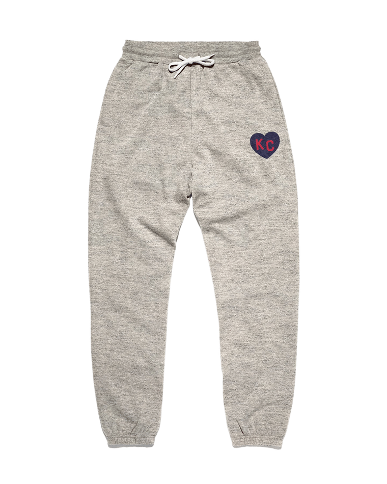 Charlie Hustle | KC Heart Vintage PE Sweatpants- Grey/Navy